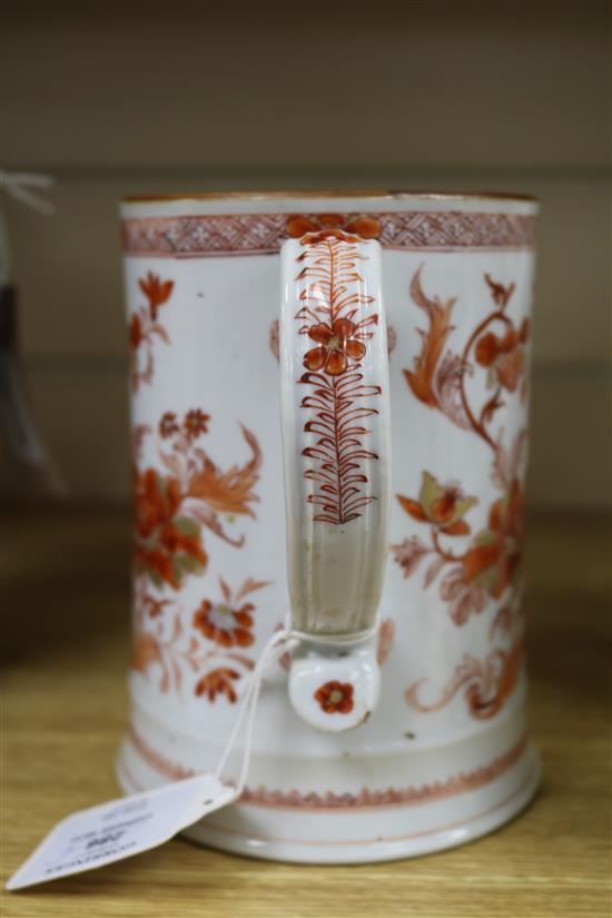 A Chinese export iron red and gilt mug